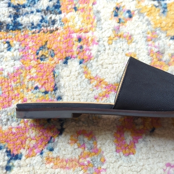 Lucky Brand Acasia Classic Pebbled Leather Slip On Open Back Flat Mules Black 6 - Picture 10 of 15